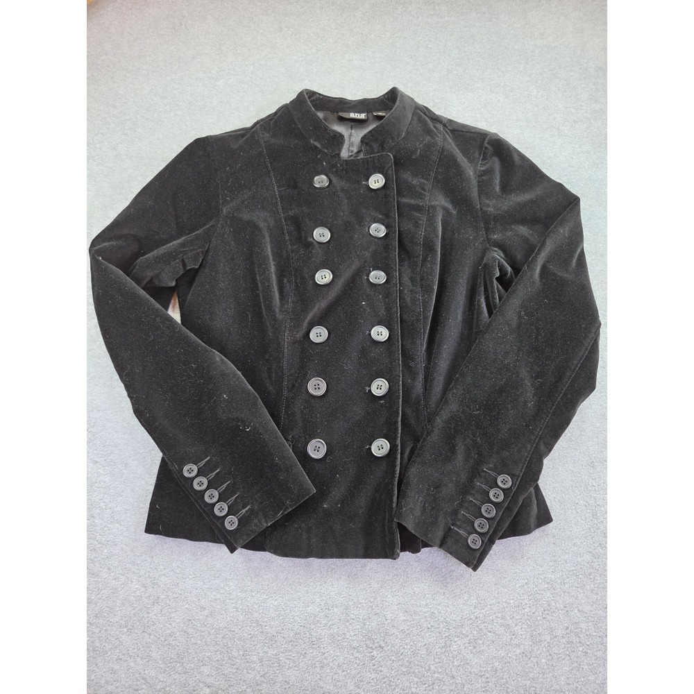 ana Womens Double Breasted Velvet Blazer Jacket Size M Black Dark Academia